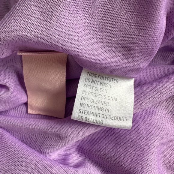 Ieena for Mac Duggal Purple Metallic Iridescent Maxi Dress Gown Pleated V-neck 6 - Picture 11 of 11